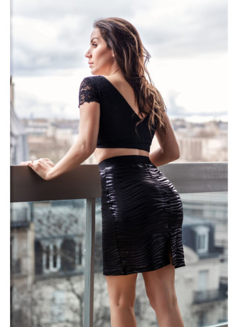 Jupe longue noire imprimé zébré Emma - LSS2-LBLK